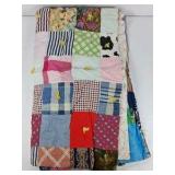 Handmade Patchwork Quilt Multicolor Square Pattern Vintage Style