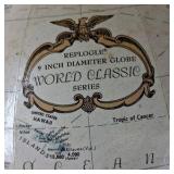 Replogle World Classic Globe Barometer Desk Clock Wood Base Vintage Style