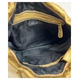 Nine West Gold Metallic Crossbody Bag Multi Pocket Shoulder Purse