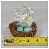Second Nature Cedar Key Bird Nest Decor With Blue Eggs