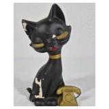 Lot of 2 Black Cat Figurines Mid Century Style Ceramic Cat Pair