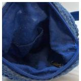 Blue Crochet Crossbody Bag Floral Knit Purse Adjustable Strap