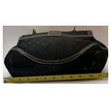 Coach Signature Black Shoulder Bag Canvas Leather Trim Buckle Flap Purse