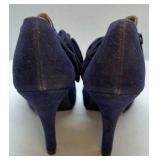 Mossimo Blue Peep Toe Heels Fabric Rosette Ankle Bootie Pumps Size 8.5