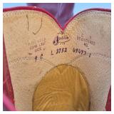 Justin Red Leather Western Cowboy Boots USA Made Pull On Size 8 C