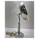 Vintage Lighted Vanity Makeup Mirror Tabletop Swivel Chrome Gold Tone Spiral Stand