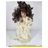 The Brass Key Porcelain Doll Victorian Dress Curly Hair Collectible w Accessories