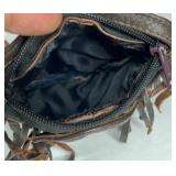 Leather Fringe Crossbody Bag Small Pouch Western Style Shoulder Strap