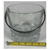 Modern Clear Glass Ice Bucket Style Bowl Thick Base Serving Dish
