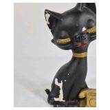 Lot of 2 Black Cat Figurines Mid Century Style Ceramic Cat Pair
