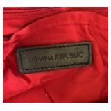 Banana Republic Red Quilted Tote Bag Black Strap Shoulder Purse