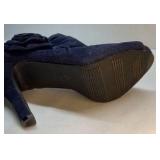 Mossimo Blue Peep Toe Heels Fabric Rosette Ankle Bootie Pumps Size 8.5