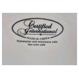 Popcorn Snack Serving Set Red White Striped Bowl Cups Salt Mug Ceramic