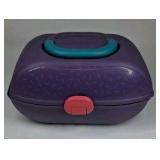 Plastic Lunch Box Case Purple Teal Pink Latch Handle Storage Carrier