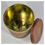 Holiday Winter Scene Metal Milk Can Style Container with Lid Decorative Tin