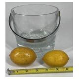 Modern Clear Glass Ice Bucket Style Bowl Thick Base Serving Dish