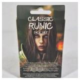 Classic Runic Dice Set Q Workshop With Decorative Tin And Stones