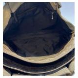 Khaki Canvas Shoulder Bag Large Tote Style Handbag Dual Strap