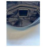 Coach Signature Black Shoulder Bag Canvas Leather Trim Buckle Flap Purse