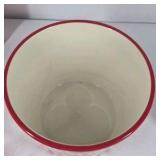 Popcorn Snack Serving Set Red White Striped Bowl Cups Salt Mug Ceramic