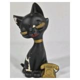 Lot of 2 Black Cat Figurines Mid Century Style Ceramic Cat Pair