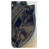 Coach Signature Black Shoulder Bag Canvas Leather Trim Buckle Flap Purse