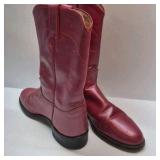 Justin Red Leather Western Cowboy Boots USA Made Pull On Size 8 C