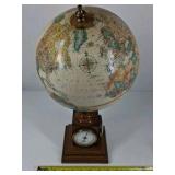 Replogle World Classic Globe Barometer Desk Clock Wood Base Vintage Style