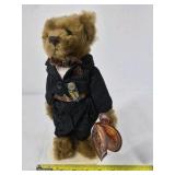 Boyds Bears Dex Brass Button Bear Plush Black Suit 2000s Tag