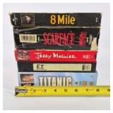 VHS Movie Lot 8 Mile Scarface Jerry Maguire ET Titanic Films