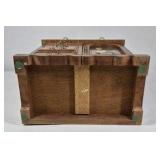 Wood Jewelry Armoire Cabinet Mirror Top Drawers Floral Glass Door Necklace Storage