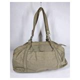 Khaki Canvas Shoulder Bag Large Tote Style Handbag Dual Strap