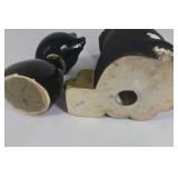 Lot of 2 Black Cat Figurines Mid Century Style Ceramic Cat Pair