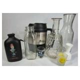 Glass Bottles Carafe Vase Drinkware Lot with Thermal Carafe Shot Glasses Mixed Set