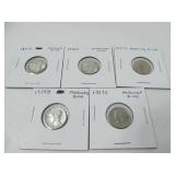 5 - 1930's Mercury Dimes