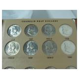 Forty 1948 - 1963 Franklin Half Dollars in Full Book
