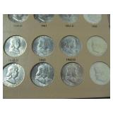 Forty 1948 - 1963 Franklin Half Dollars in Full Book