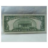 1934A Five Dollar Silver Certificate # L01614860A