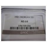 1921 Morgan Silver Dollar NGC Graded MS64