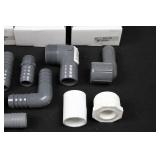 Assorted PVC Pipe Fittings - Elbows, Tees, Couplings & Adapters 1/2 to 2 in
