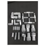 Assorted PVC Fittings Set - Elbows, Tees, Adapters, 1/2 to 2 Inches (22 pieces)