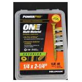 PowerPro ON1 Multi-Material Exterior Screws - 1/4 x 1-1/4, 2-1/4 in & 2-3/4 in (Lot of 5)