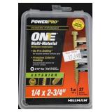 PowerPro ON1 Multi-Material Exterior Screws - 1/4 x 1-1/4, 2-1/4 in & 2-3/4 in (Lot of 5)