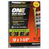 PowerPro ON1 Multi-Material Exterior Screws - 1/4 x 1-1/4, 2-1/4 in & 2-3/4 in (Lot of 5)