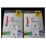 Legrand Radiant 15A 125V Duplex Outlet - 10-Pack (Lot of 2) - Pass & Seymour 885WCP8