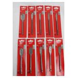 Milwaukee Flat Boring Bits Assorted Sizes (Lot of 10)