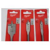 Milwaukee Flat Boring Bits Assorted Sizes (Lot of 10)