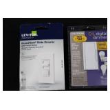 Leviton IllumaTech Slide Dimmer with Preset Button & Lutron C-L Digital Dimmer (Lot of 2)