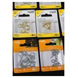 National Hardware Assorted Hooks & Eyes, Cup Hooks, Ceiling Hooks, Screw Eyes (Brass & Zinc, 23 piece)
