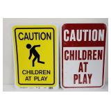 Hillman & Hy-Ko Caution Signs - Children At Play (Lot of 2)